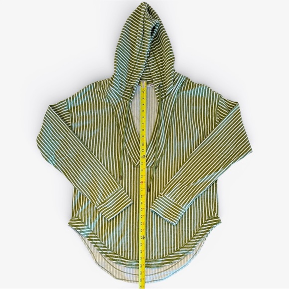 Anthropologie Pilcro Green Wharfside Striped Hoodie Women’s Large Boho Chic - Picture 3 of 10